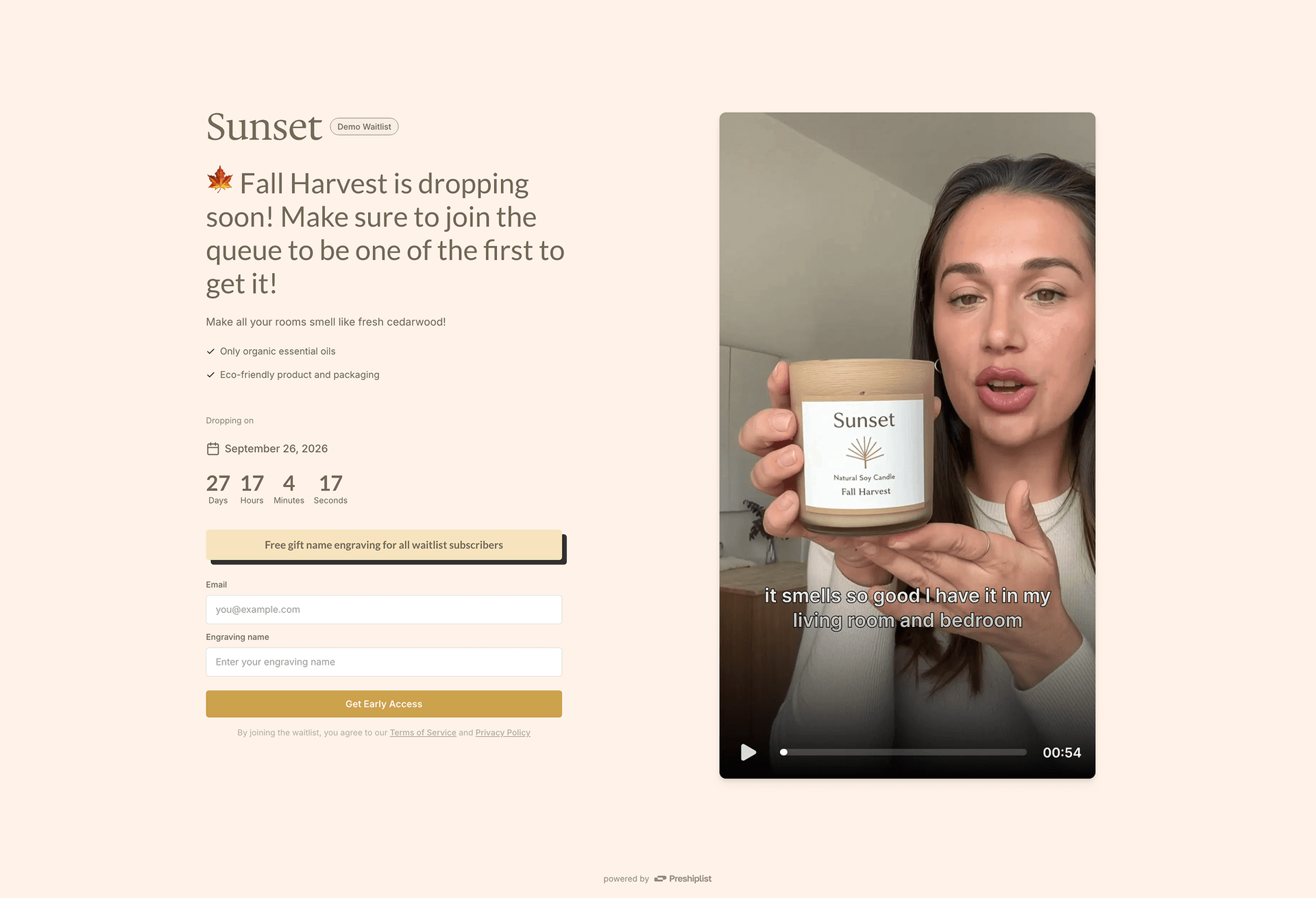 Sunset template preview
